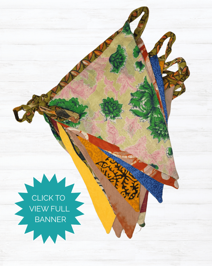Saree Triangle Banner - Asha Project Kantha - Saree - Handmade