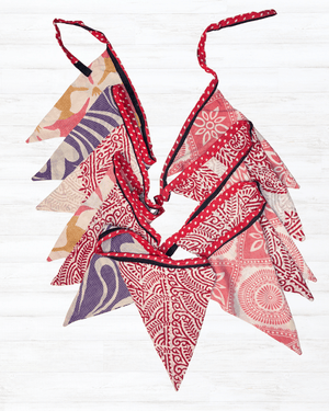 Saree Triangle Banner - Asha Project Kantha - Saree - Handmade