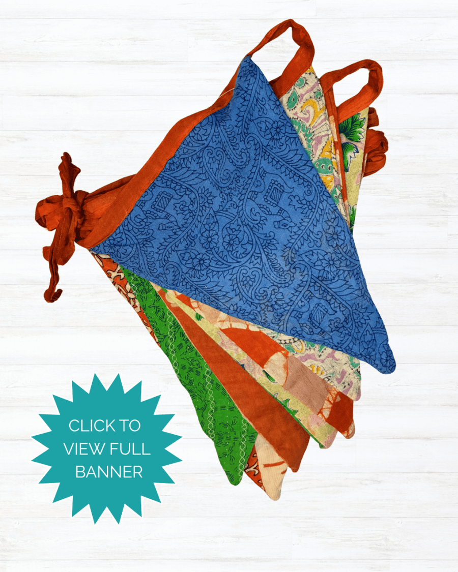 Saree Triangle Banner - Asha Project Kantha - Saree - Handmade