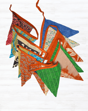 Saree Triangle Banner - Asha Project Kantha - Saree - Handmade