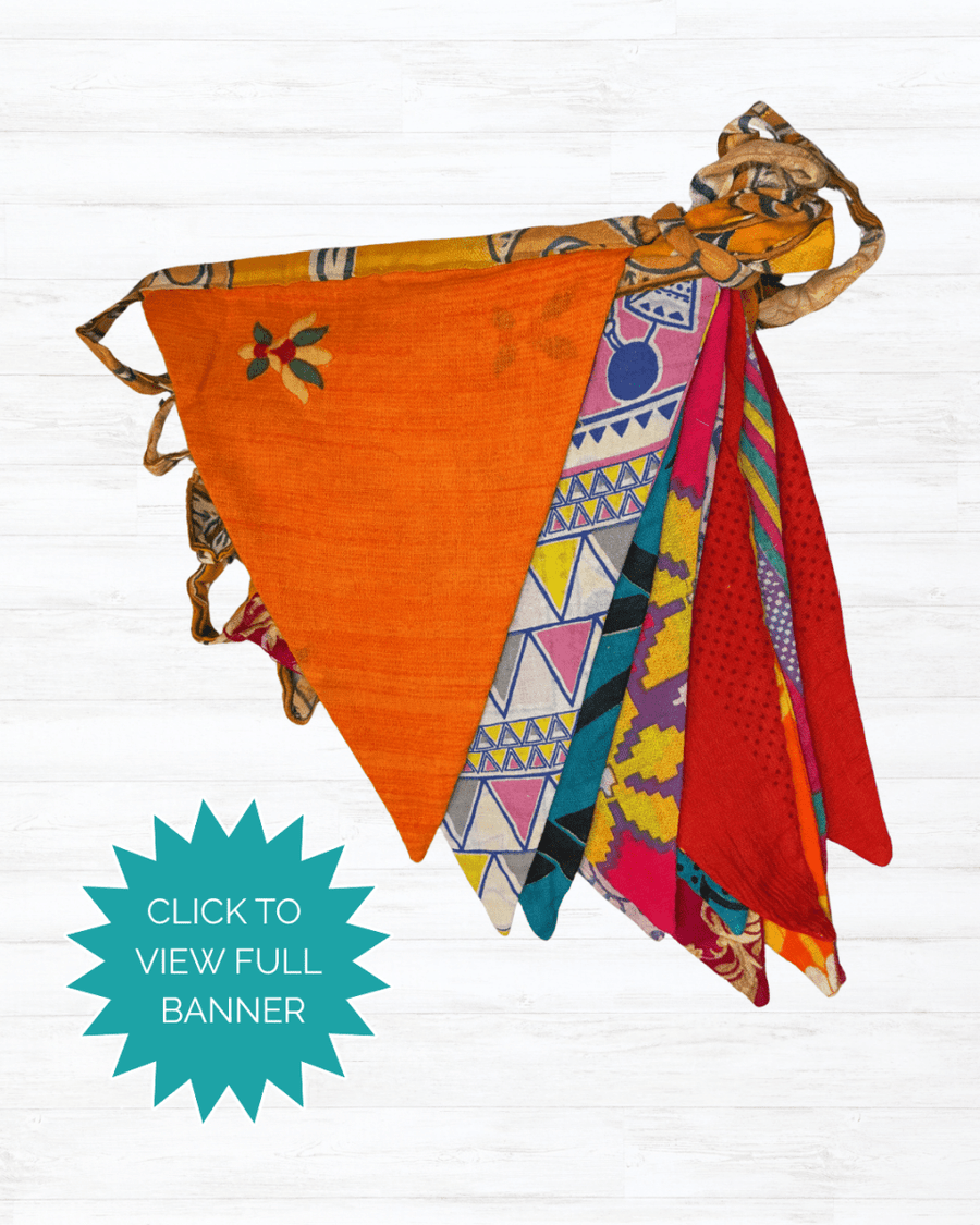 Saree Triangle Banner - Asha Project Kantha - Saree - Handmade