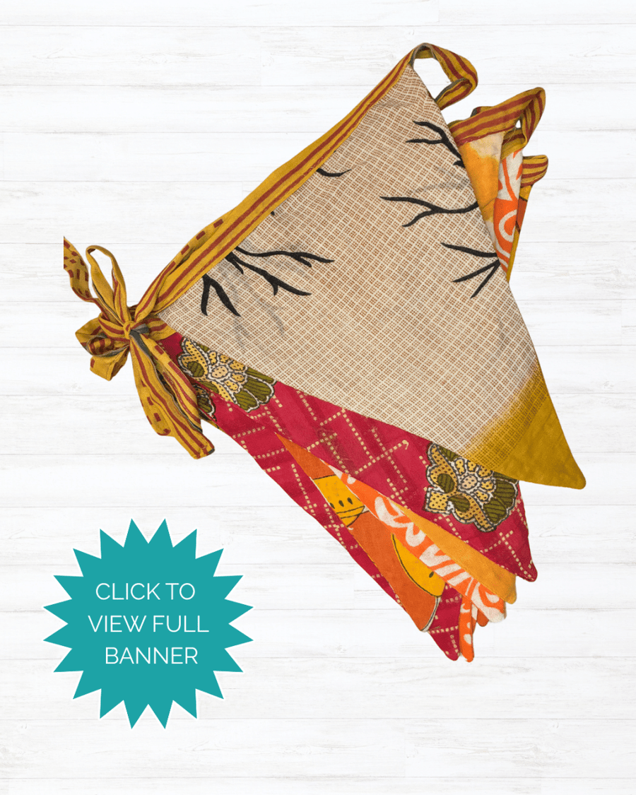 Saree Triangle Banner - Asha Project Kantha - Saree - Handmade