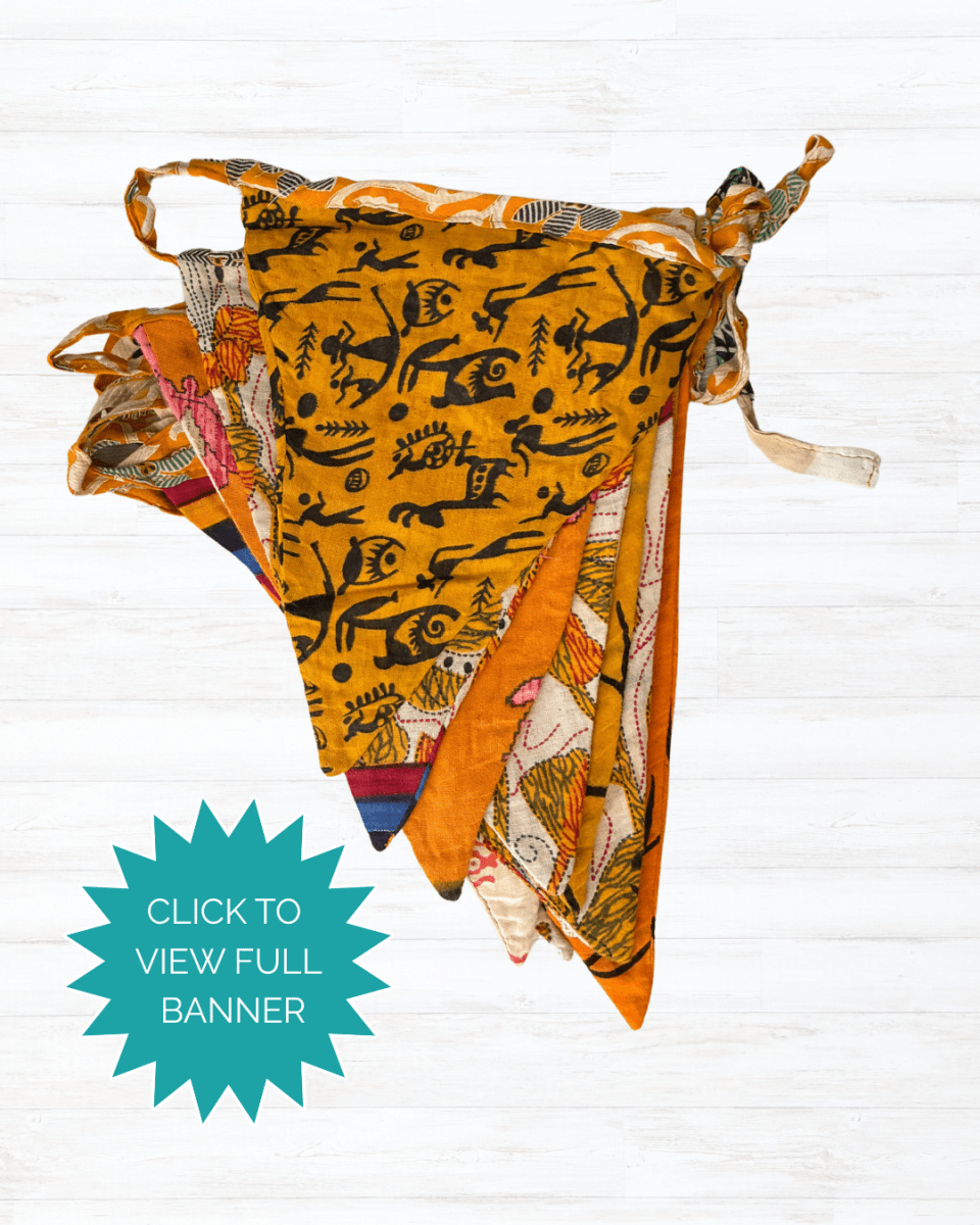 Saree Triangle Banner - Asha Project Kantha - Saree - Handmade