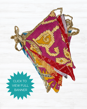 Saree Triangle Banner - Asha Project Kantha - Saree - Handmade