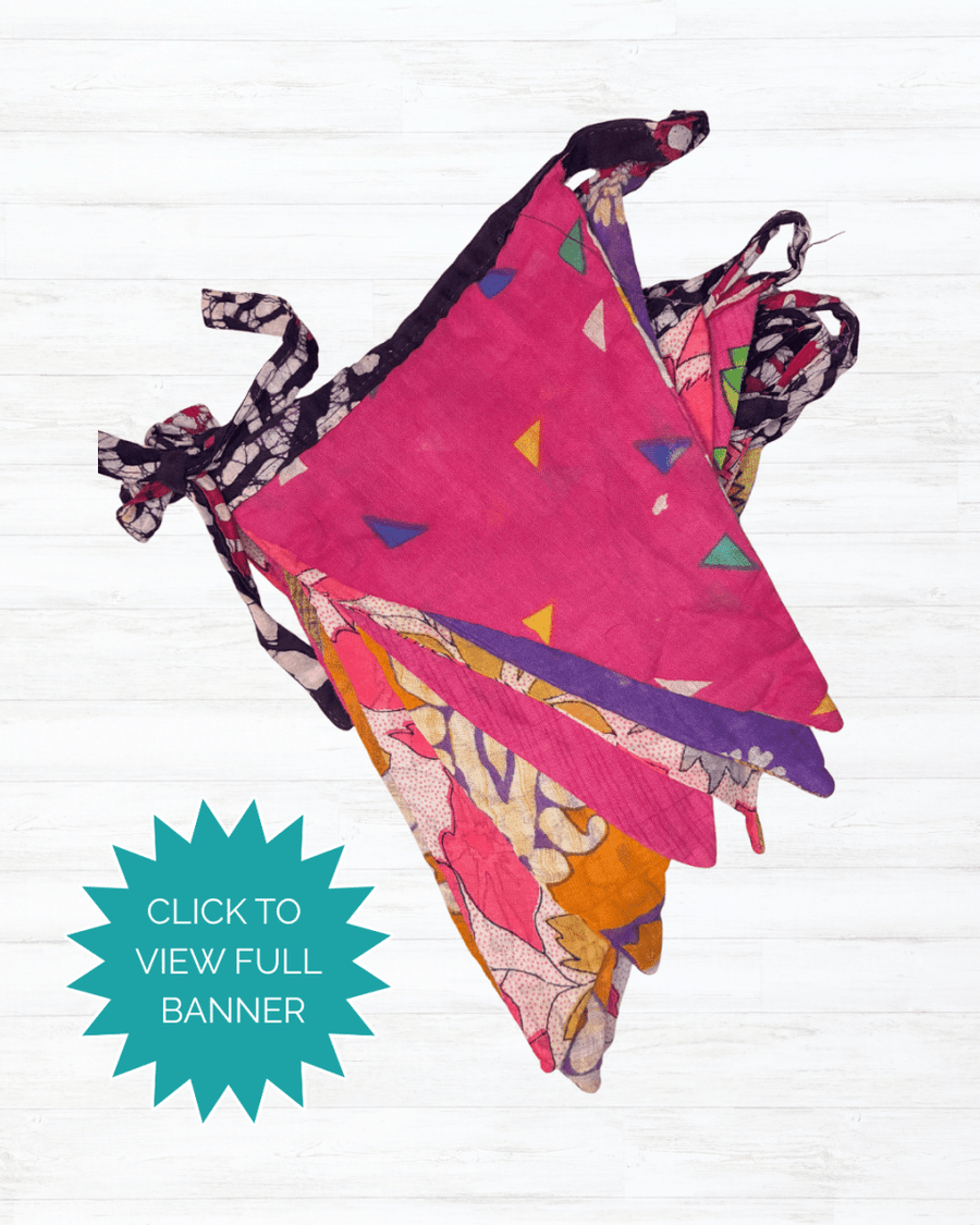 Saree Triangle Banner - Asha Project Kantha - Saree - Handmade