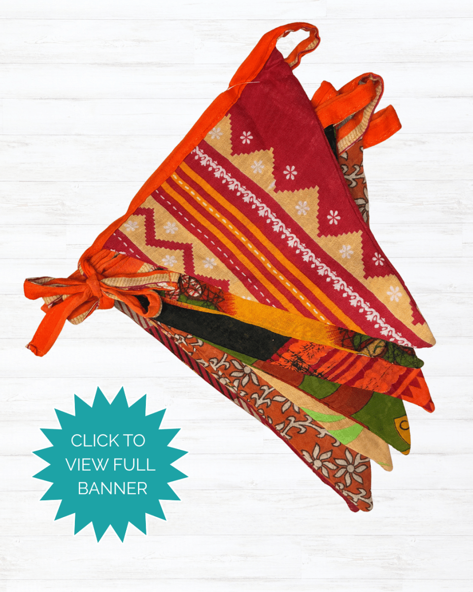 Saree Triangle Banner - Asha Project Kantha - Saree - Handmade