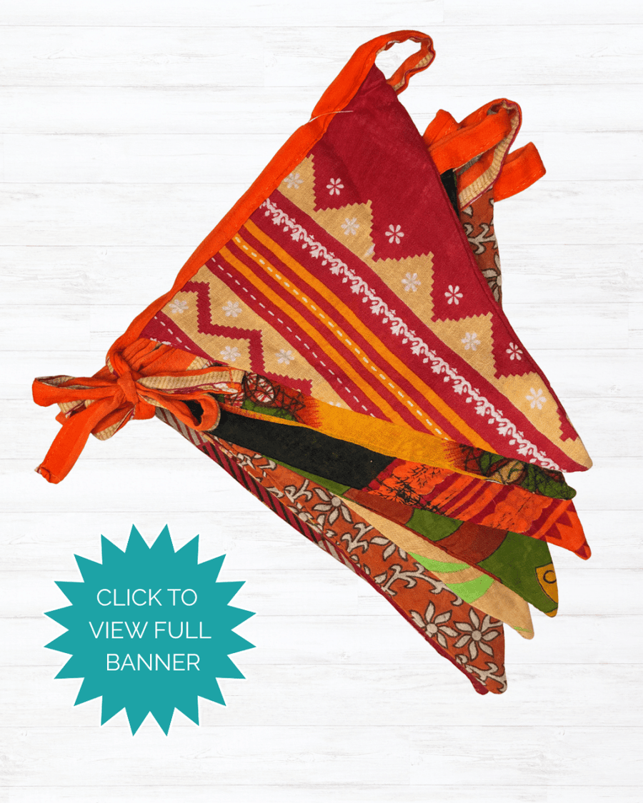 Saree Triangle Banner - Asha Project Kantha - Saree - Handmade