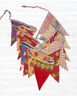 Saree Triangle Banner - Asha Project Kantha - Saree - Handmade