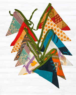 Saree Triangle Banner - Asha Project Kantha - Saree - Handmade