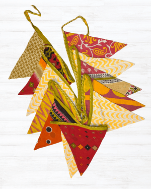Saree Triangle Banner - Asha Project Kantha - Saree - Handmade