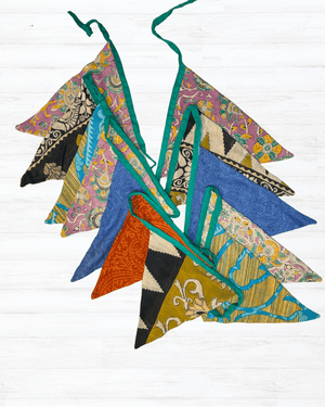 Saree Triangle Banner - Asha Project Kantha - Saree - Handmade