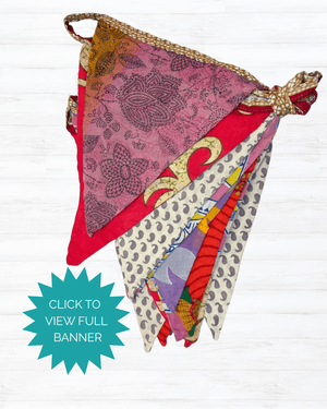 Saree Triangle Banner - Asha Project Kantha - Saree - Handmade