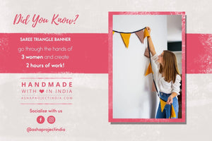 Saree Triangle Banner - Asha Project Kantha - Saree - Handmade