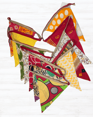 Saree Triangle Banner - Asha Project Kantha - Saree - Handmade