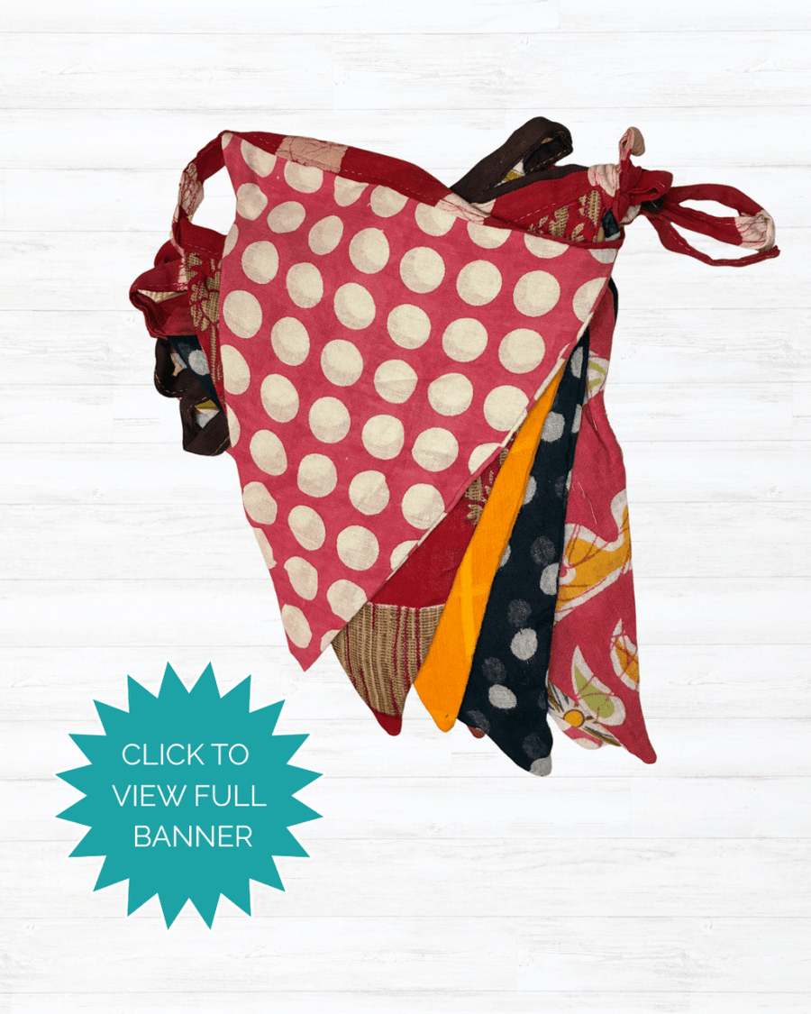 Saree Triangle Banner - Asha Project Kantha - Saree - Handmade