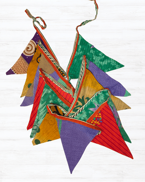 Saree Triangle Banner - Asha Project Kantha - Saree - Handmade