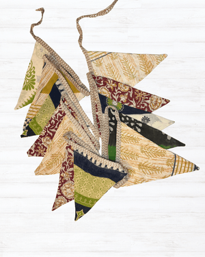 Saree Triangle Banner - Asha Project Kantha - Saree - Handmade