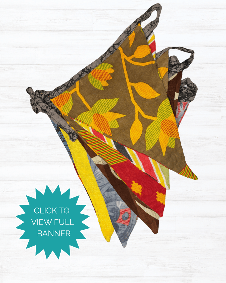 Saree Triangle Banner - Asha Project Kantha - Saree - Handmade