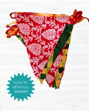 Saree Triangle Banner | Christmas - Asha Project Kantha - Saree - Handmade