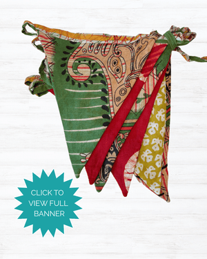 Saree Triangle Banner | Christmas - Asha Project Kantha - Saree - Handmade