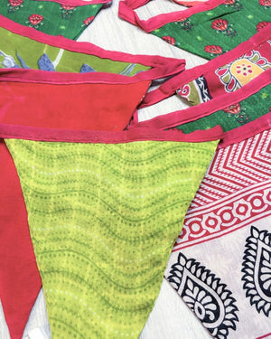 Saree Triangle Banner | Christmas - Asha Project Kantha - Saree - Handmade