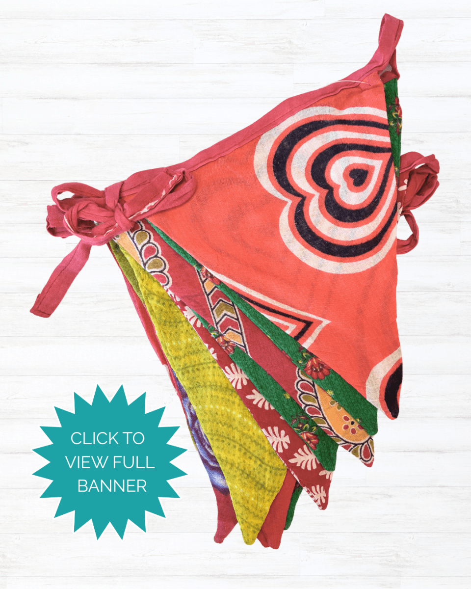 Saree Triangle Banner | Christmas - Asha Project Kantha - Saree - Handmade