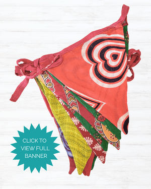 Saree Triangle Banner | Christmas - Asha Project Kantha - Saree - Handmade