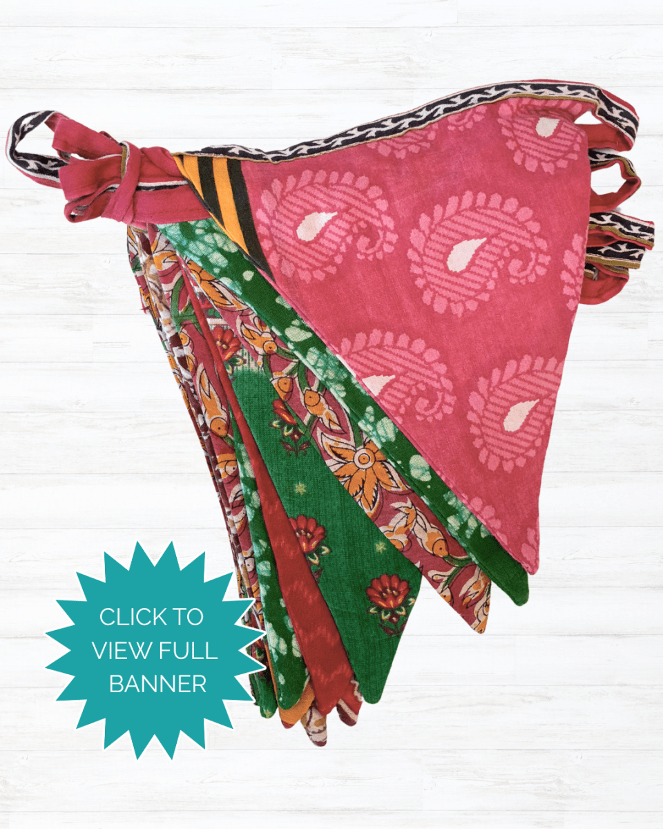 Saree Triangle Banner | Christmas - Asha Project Kantha - Saree - Handmade