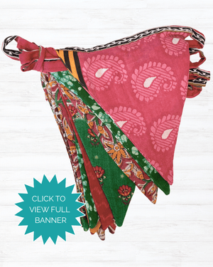Saree Triangle Banner | Christmas - Asha Project Kantha - Saree - Handmade