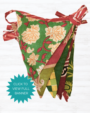 Saree Triangle Banner | Christmas - Asha Project Kantha - Saree - Handmade