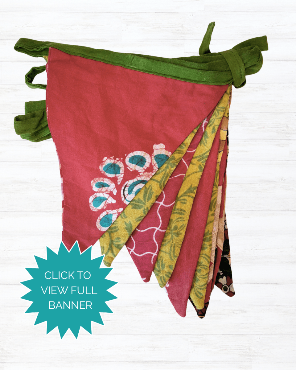 Saree Triangle Banner | Christmas - Asha Project Kantha - Saree - Handmade