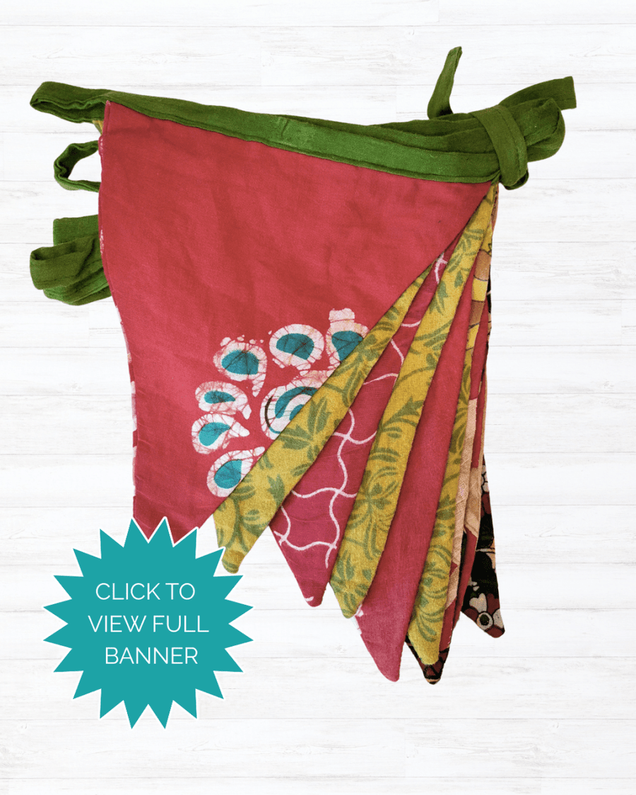Saree Triangle Banner | Christmas - Asha Project Kantha - Saree - Handmade