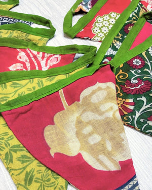 Saree Triangle Banner | Christmas - Asha Project Kantha - Saree - Handmade