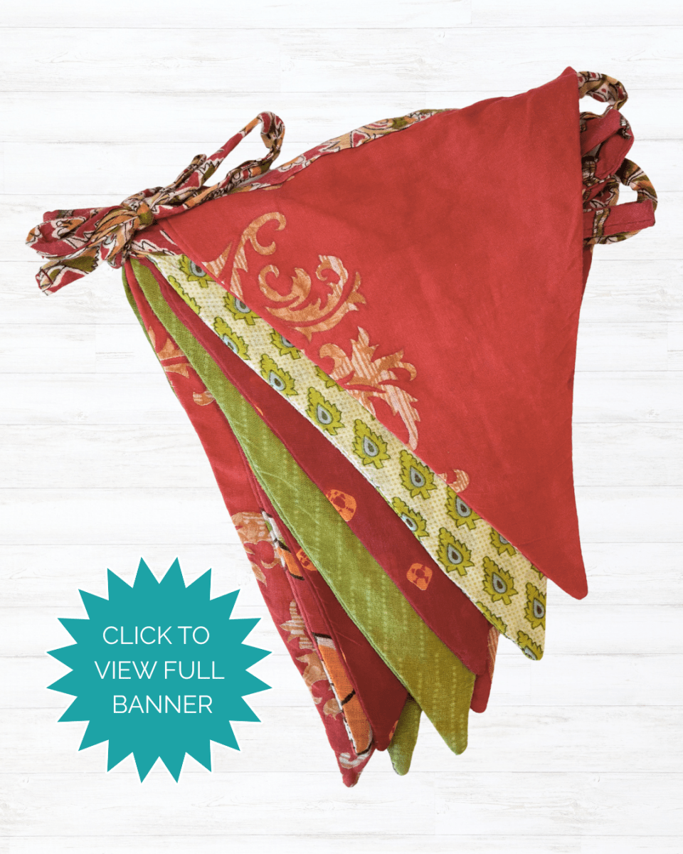 Saree Triangle Banner | Christmas - Asha Project Kantha - Saree - Handmade