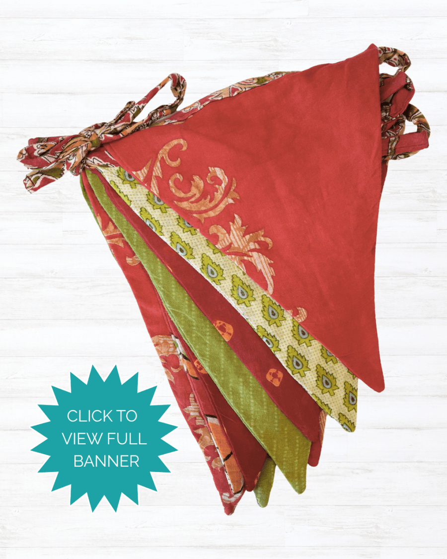 Saree Triangle Banner | Christmas - Asha Project Kantha - Saree - Handmade