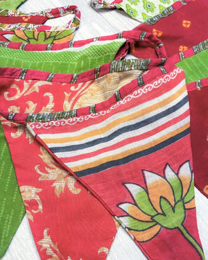 Saree Triangle Banner | Christmas - Asha Project Kantha - Saree - Handmade