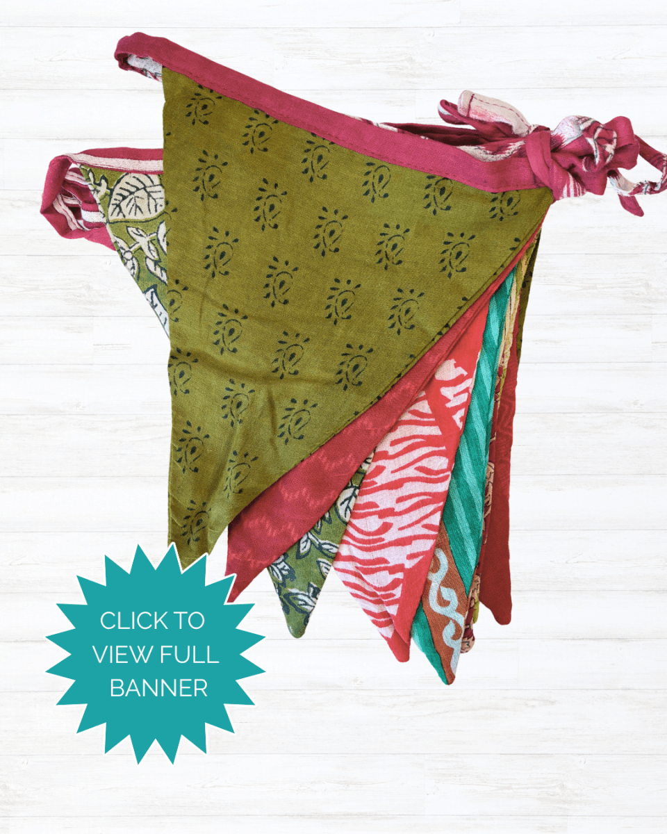 Saree Triangle Banner | Christmas - Asha Project Kantha - Saree - Handmade