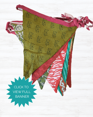 Saree Triangle Banner | Christmas - Asha Project Kantha - Saree - Handmade