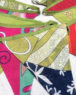 Saree Triangle Banner | Christmas - Asha Project Kantha - Saree - Handmade