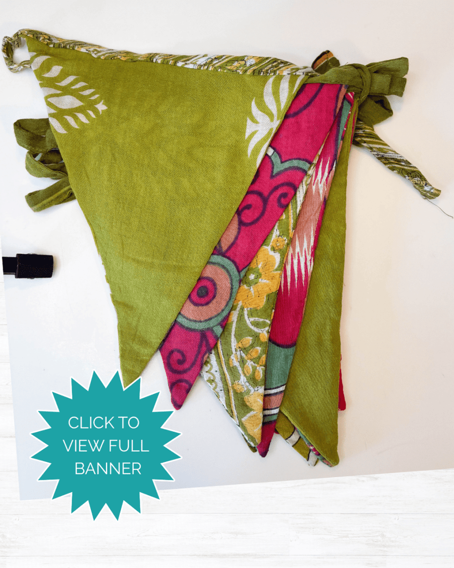 Saree Triangle Banner | Christmas - Asha Project Kantha - Saree - Handmade