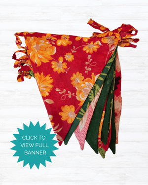 Saree Triangle Banner | Christmas - Asha Project Kantha - Saree - Handmade