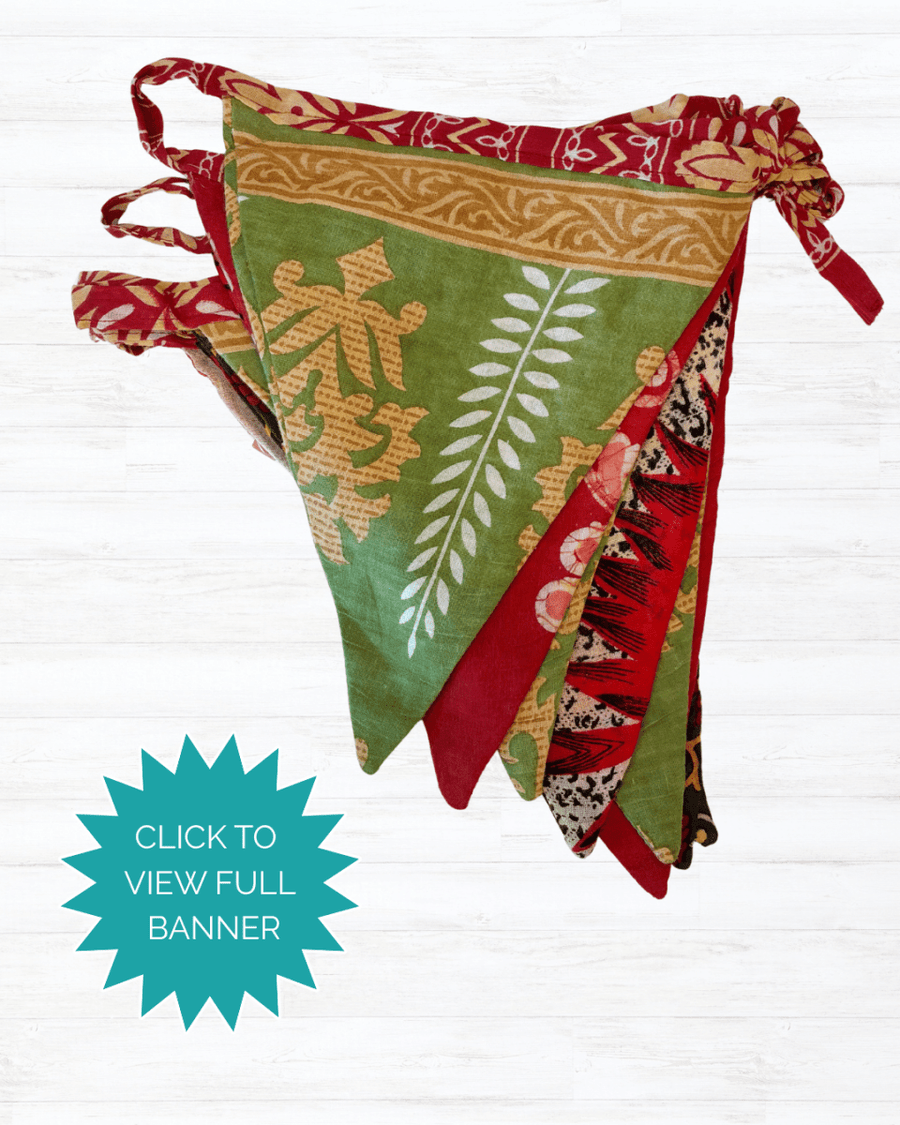 Saree Triangle Banner | Christmas - Asha Project Kantha - Saree - Handmade