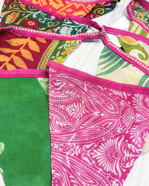 Saree Triangle Banner | Christmas - Asha Project Kantha - Saree - Handmade