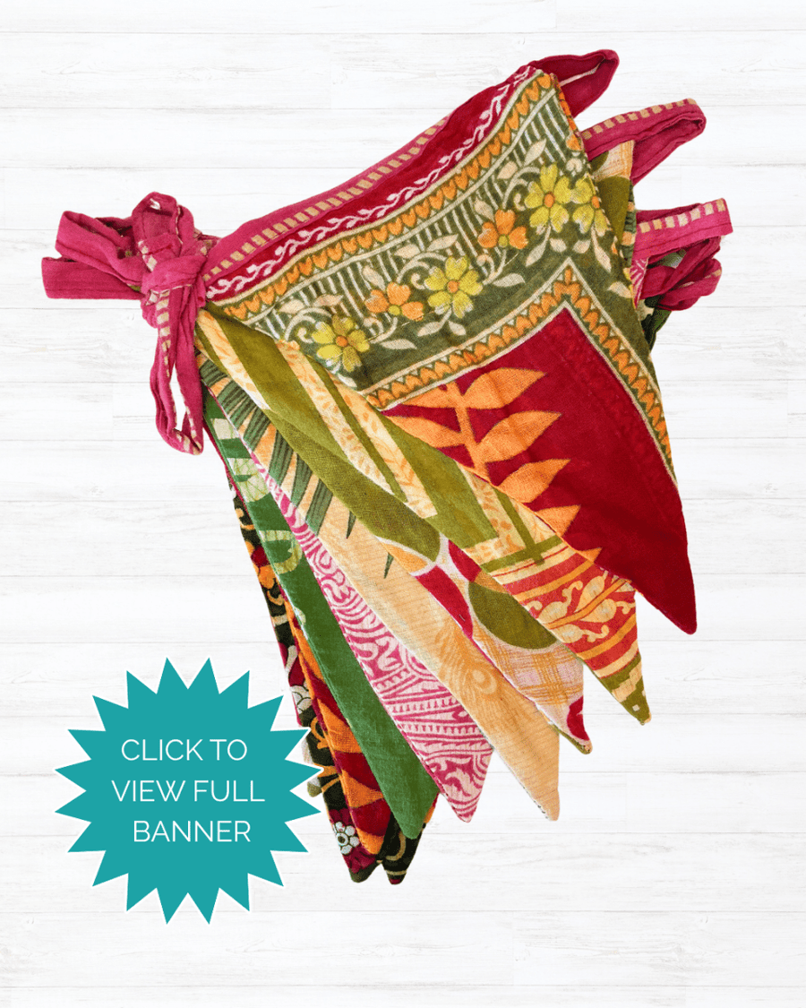 Saree Triangle Banner | Christmas - Asha Project Kantha - Saree - Handmade