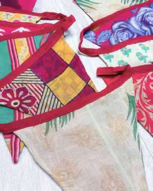 Saree Triangle Banner | Christmas - Asha Project Kantha - Saree - Handmade