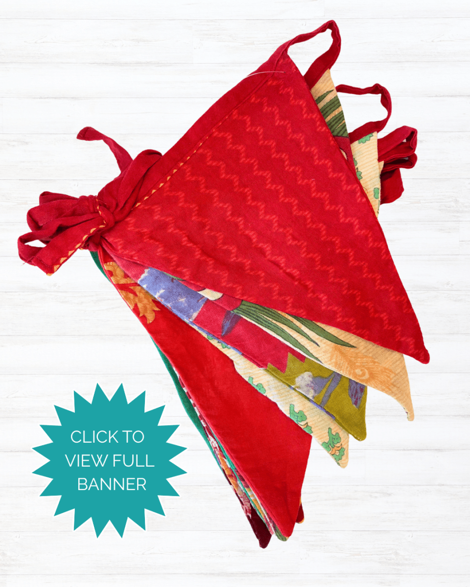 Saree Triangle Banner | Christmas - Asha Project Kantha - Saree - Handmade
