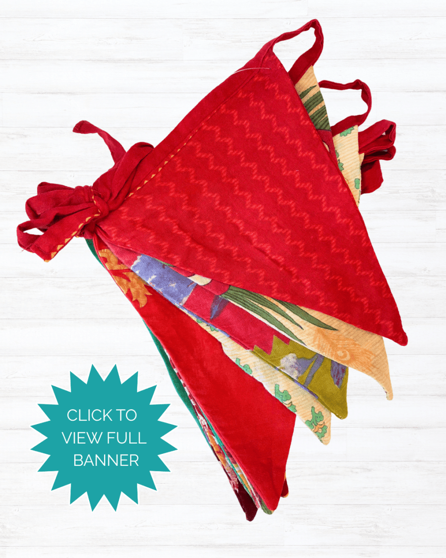 Saree Triangle Banner | Christmas - Asha Project Kantha - Saree - Handmade