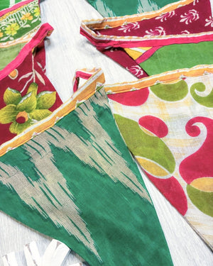 Saree Triangle Banner | Christmas - Asha Project Kantha - Saree - Handmade