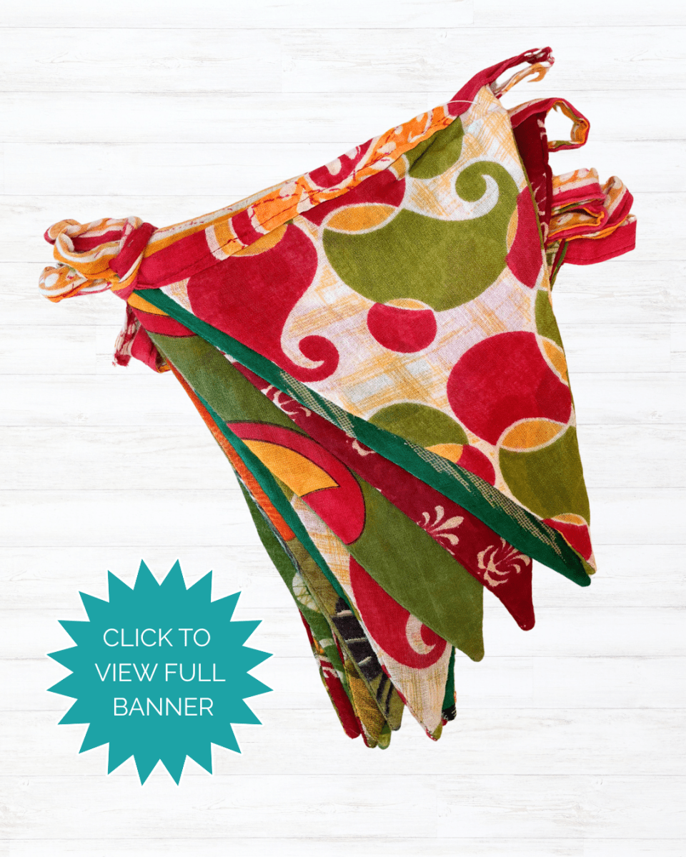 Saree Triangle Banner | Christmas - Asha Project Kantha - Saree - Handmade