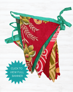 Saree Triangle Banner | Christmas - Asha Project Kantha - Saree - Handmade